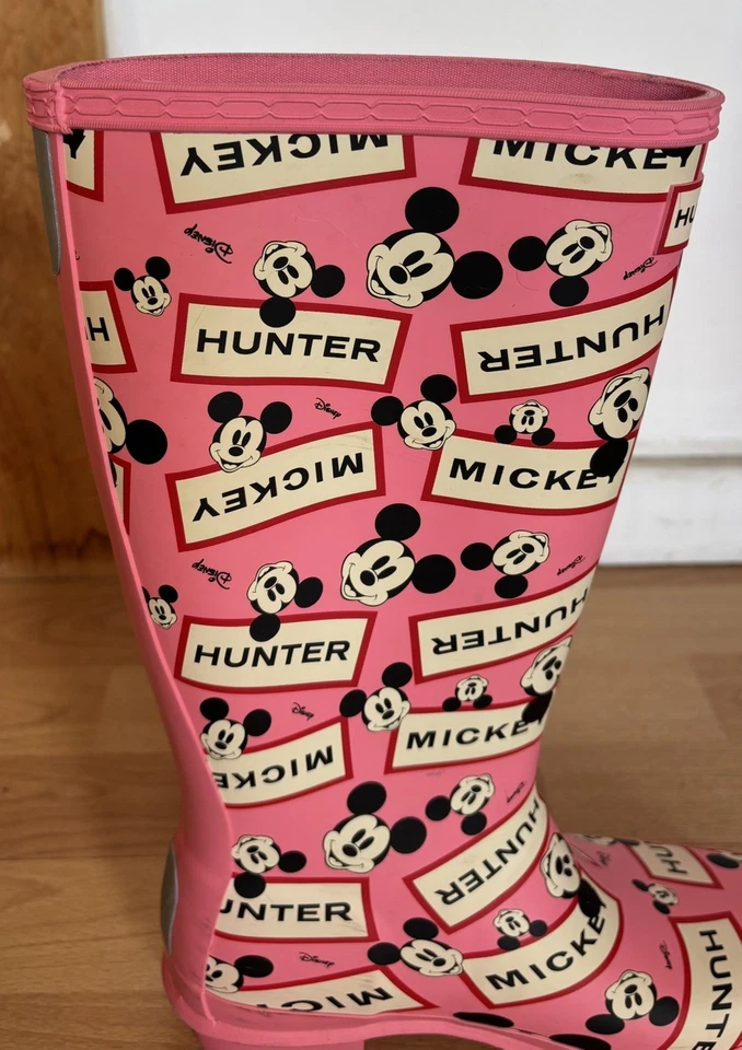 Disney Hunter Pink Rain Boots Youth Sz Boy5/Girl6 Mickey Mouse Rain Boots - Image 3 of 4