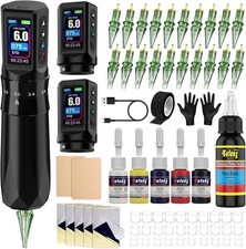 Beginner Cordless Tattoo Pen Kit, 7 Stroke Length, Dual 1600mAh Batteries