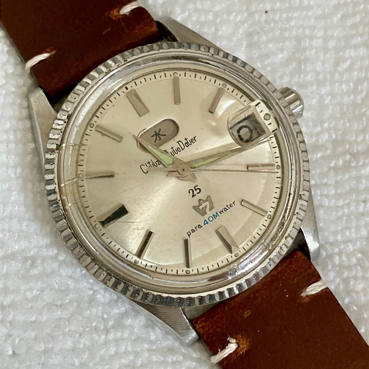 Citizen r 手巻き時計 PARA WATER シチズン CITIZEN デラックス パラウォーター 黒文字盤 防水ケース 手