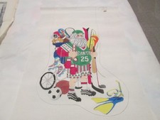 SANTA'S A SPORT XMAS STOCKING-AS YOU LIKE IT-HANDPAINTED NEEDLEPOINT CANVAS