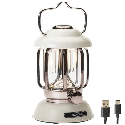 Skandika Forsol LED Campinglampe Retro-Stil aufladbar dimmbar Akku weiß Neu