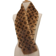Louis Vuitton M72245 Escharp Vizon Mink Monogram Fur Scarf muffler Excellent