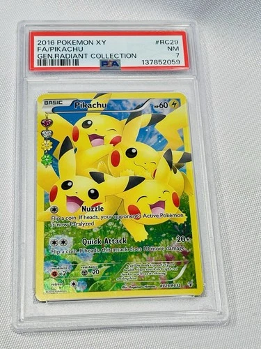 2016 POKEMON XY GENERATIONS RADIANT COLLECTION #RC29 FULL ART/PIKACHU PSA 7