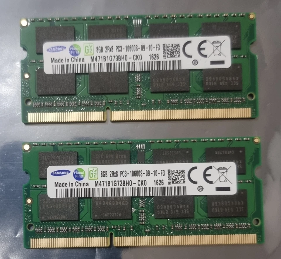 Memoria RAM para computadora portátil Samsung 16 GB 2X8 GB DDR3 2RX8 1333 MHz PC3-10600S 204 pines