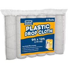 Plastic Drop Cloths 12x9 Ft Waterproof Painters Tarps Floor Cover 6 Pack