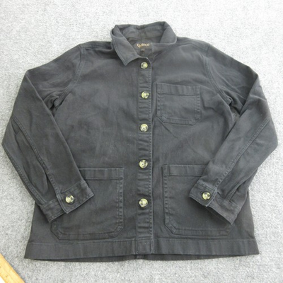 #ad #ad Quince Jacket Mens Medium Black Organic Cotton Chore Workwear Button Utility $34.43