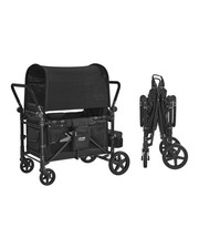 Wagon Stroller for 4 Kids,Push Pull Quad Collapsible Stroller with Adjustable Ha