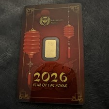 Germania Mint 1g Gold Bar – 2026 Year of the Horse | 999.9 Fine Gold |