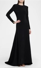 Oscar de la Renta Black Open Back Gown w Gold Signature Butterfly Details $5490