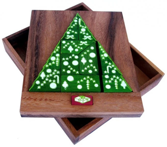 Der Weihnachtsbaum – liebevoll bemaltes Holzpuzzle mit Geschenkstein - anspruchs - Bild 1 von 1
