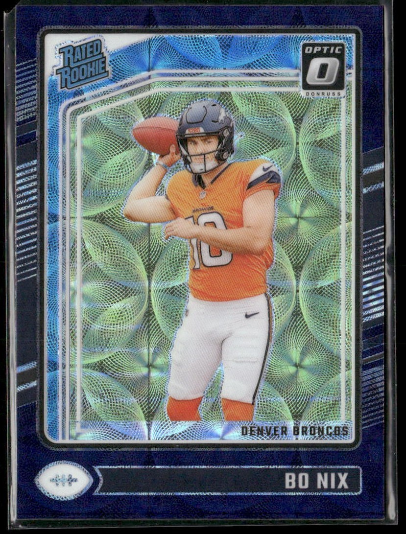 2024 Panini Donruss Optic Bo Nix Rated Rookie Blue Scope Prizm RC #209