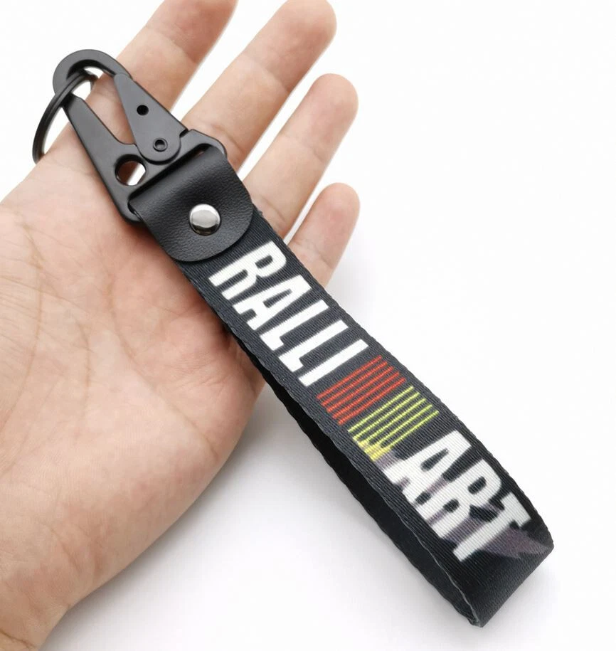 Car Keychain Key Ring Strap Lanyard Accessories Ralliart Black For