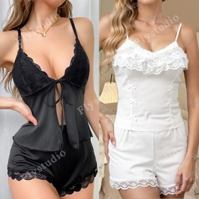 Women's Sexy-Lingerie Pajamas Shorts Camisole Lace Nightwear Sleepwear Underwear