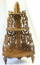 Encoignure étagère de coin en bois décor de chiens 