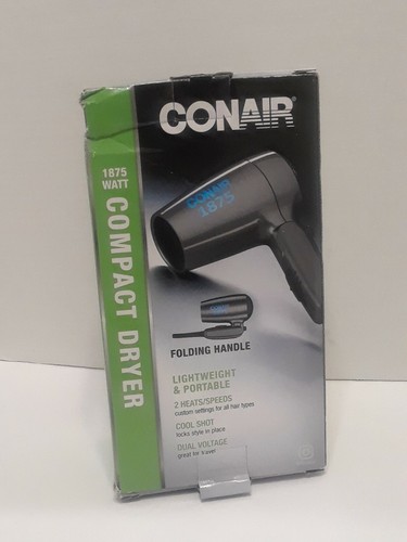 Conair Hair Dryer 1875 Watt Dual Voltage Compact For Travel Cool Shot New In Box - Picture 7 of 12