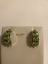 Green Peridot Half Hoop Earrings