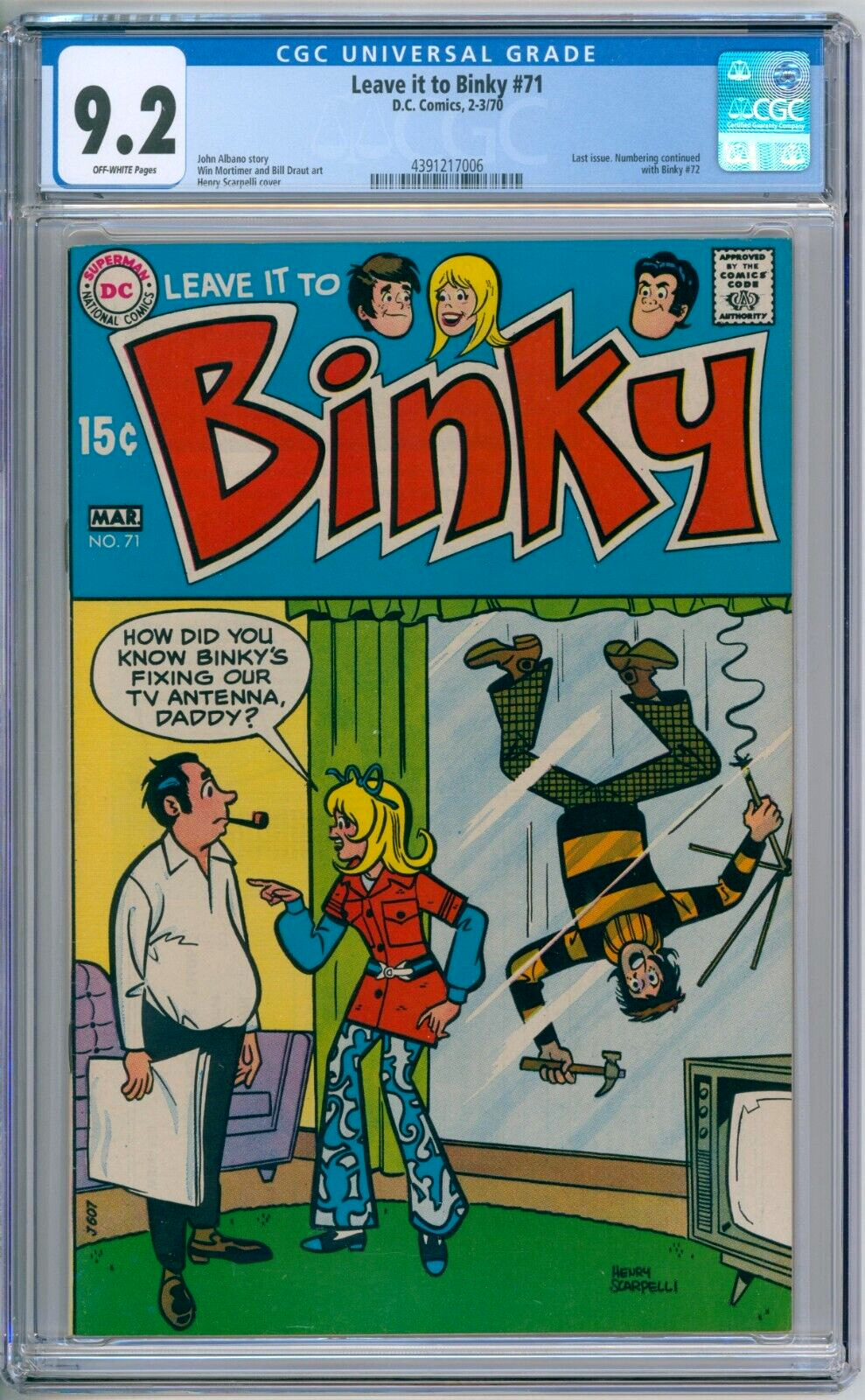 Leave It To Binky 71 CGC Graded 9.2 NM- DC Comics 1970