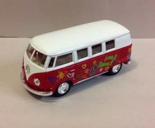 5" Kinsmart 1962 Volkswagen Classical Bus w/Decal 1:32 Diecast Love Peace RED