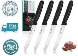 Nouveau couteau de coupe de dîner en acier inoxydable déraillé 4pc ensemble
