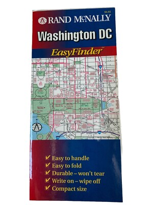 Rand McNally Washington DC And Vicinity Easy Finder Road Map 1994 Laminated