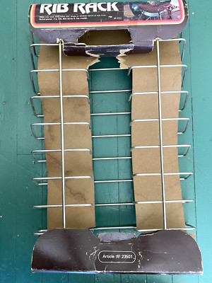 Vtg WEBER RIB RACK  Nickel Plate BBQ Gas & Charcoal Grill Tool Chicken/Chops USA