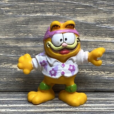 Vintage Garfield 1981 Purple Helmet Floral Shirt Plastic Figure 2