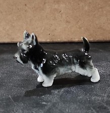 Small Black  White Scottie Dog Figurine - Made in Japan