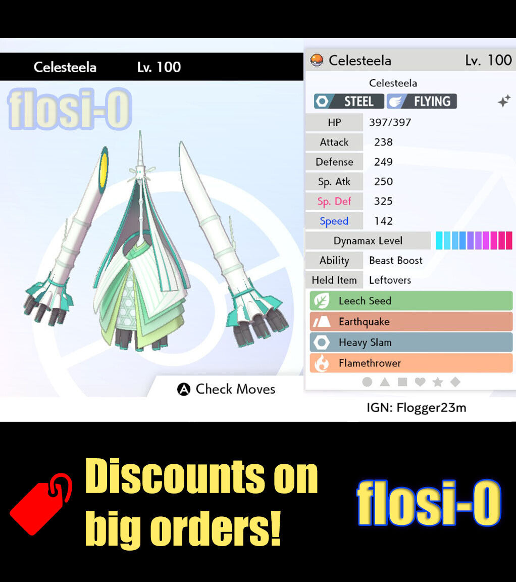 Shiny Celesteela 6IV Pokemon S/M US/UM Sword/shield Fast -  Sweden