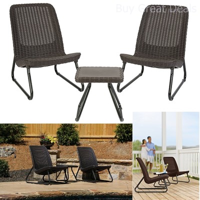 Patio Bistro Set 3 Piece Wicker Outdoor Dining Furniture All Weather Balcony New Ebay