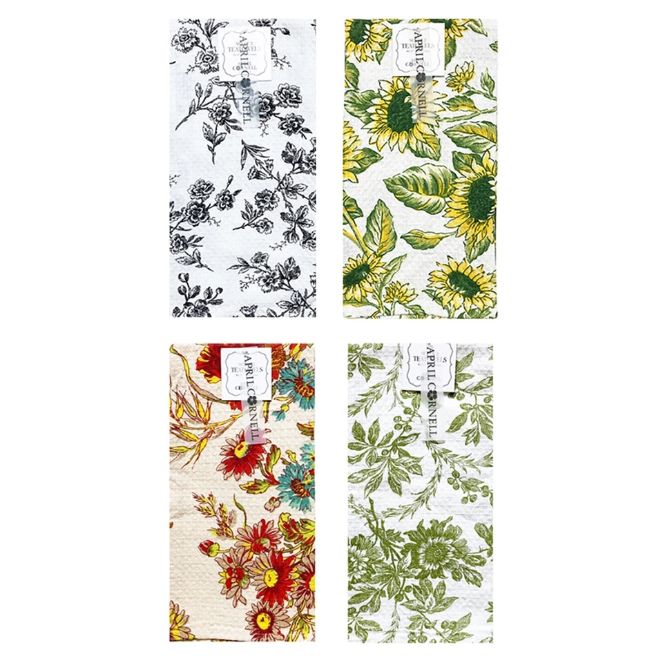 April Cornell Kitchen Towel Set of 2 Colorful Floral Flower Garden Bird