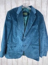 New Scandia Woods Blue Teal Jacket Men's 42 Corduroy Blazer Lined NWT Two Button