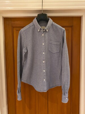 YMC Damen blau-weiß gestreiftes Flanellhemd Größe S You Must Create
