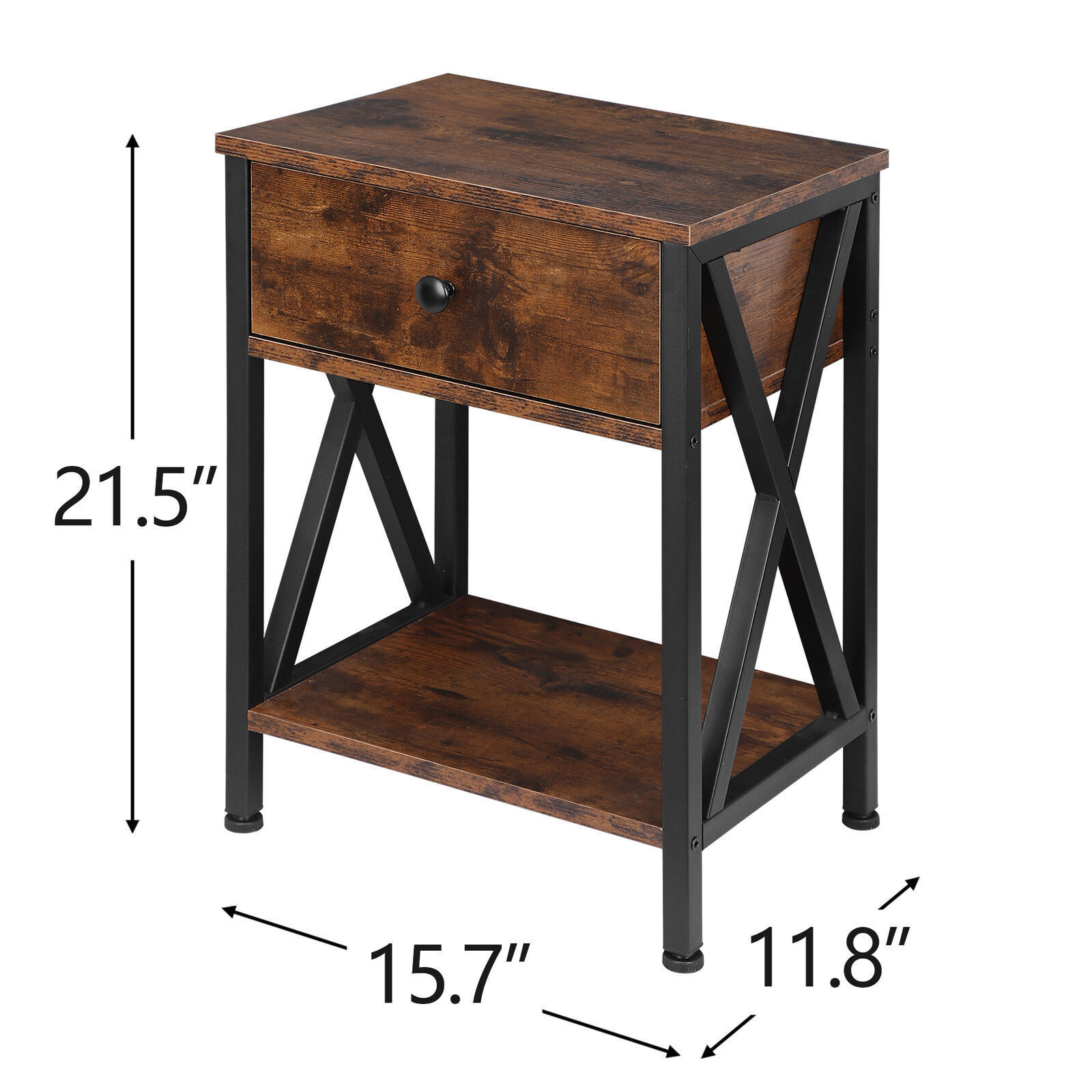 Set of 4 Brown End Table W/ Drawers X Design Small Wooden Side Table Living Room | eBay