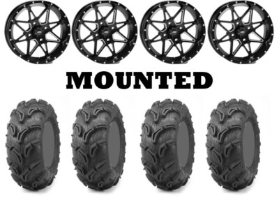 Kit 4 Maxxis Zilla Tires 27x10-14/27x12-14 on ITP Tornado Matte Black Wheels 550