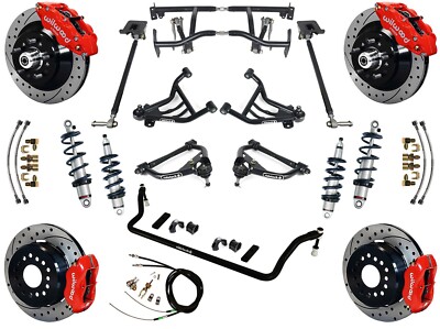 RIDETECH COILOVER & 4-LINK SYS,WILWOOD DISC BRAKES,13/12'' DRILL,RED,70-81 F-BODY