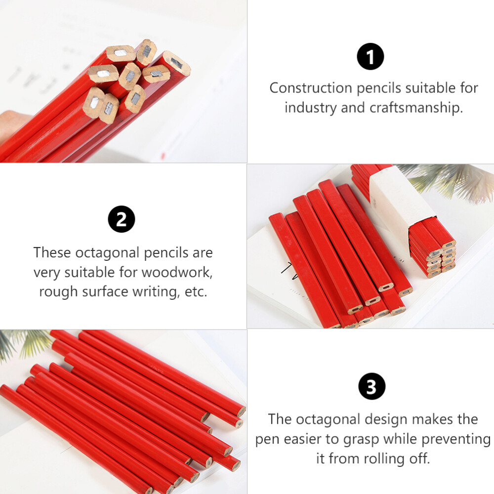 72pcs flat carpenter pencils Red Carpenter Pencils Flat Woodwork