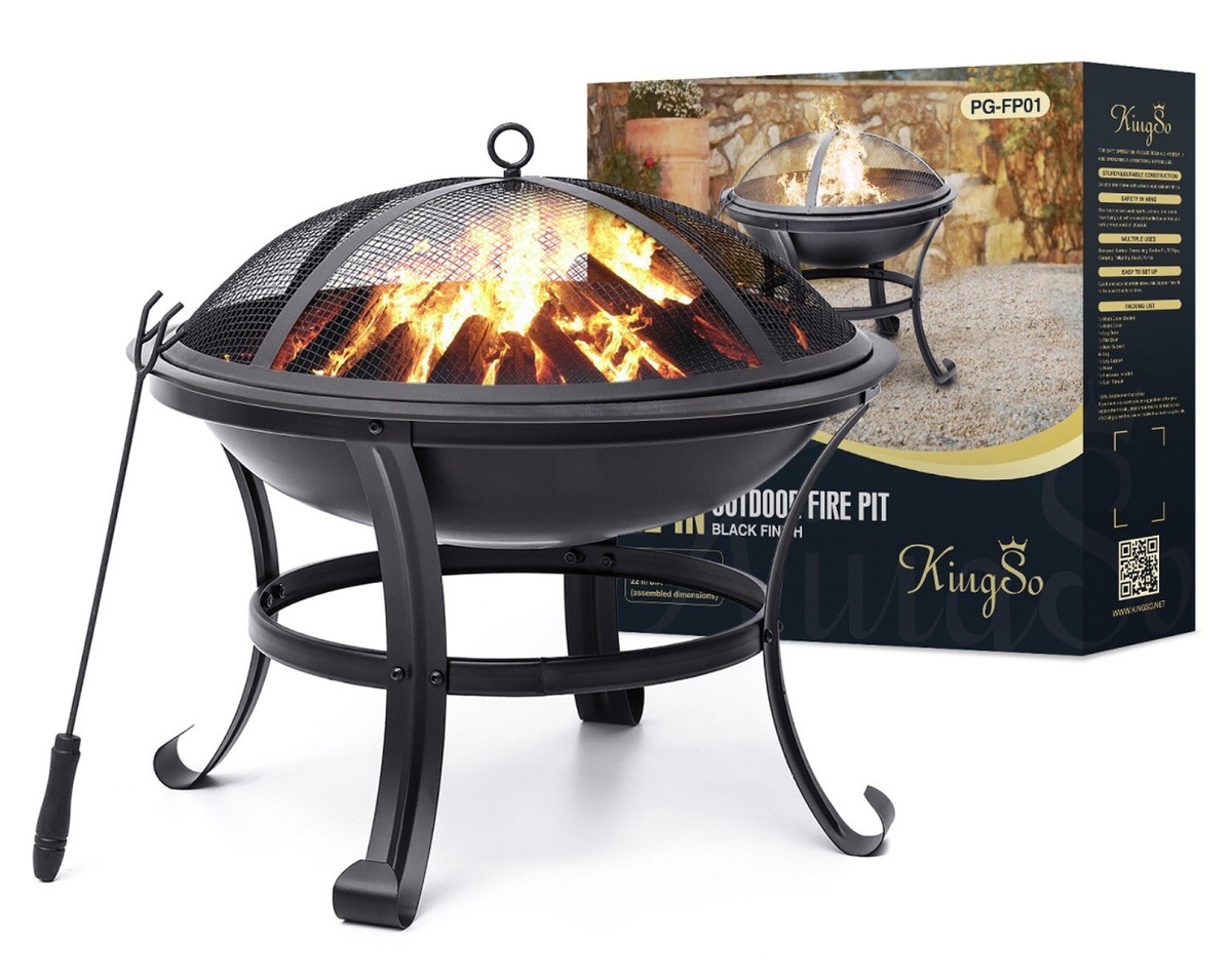 22 Inch Wood Burning Fire Pit Outdoor Patio Round Bonfire Pits  display picture 1