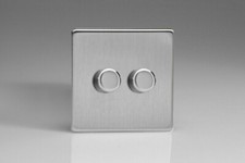 Varilight Screwless Brushed Steel Range - White Inserts & Steel Switches