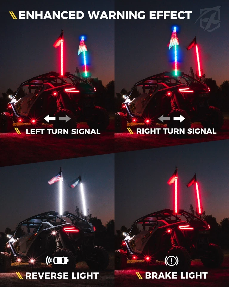 2x 4FT RGB Espiral LED Luces Látigo Control Remoto con Base de Resorte UTV ATV RZR Polaris Foto 2 de 4