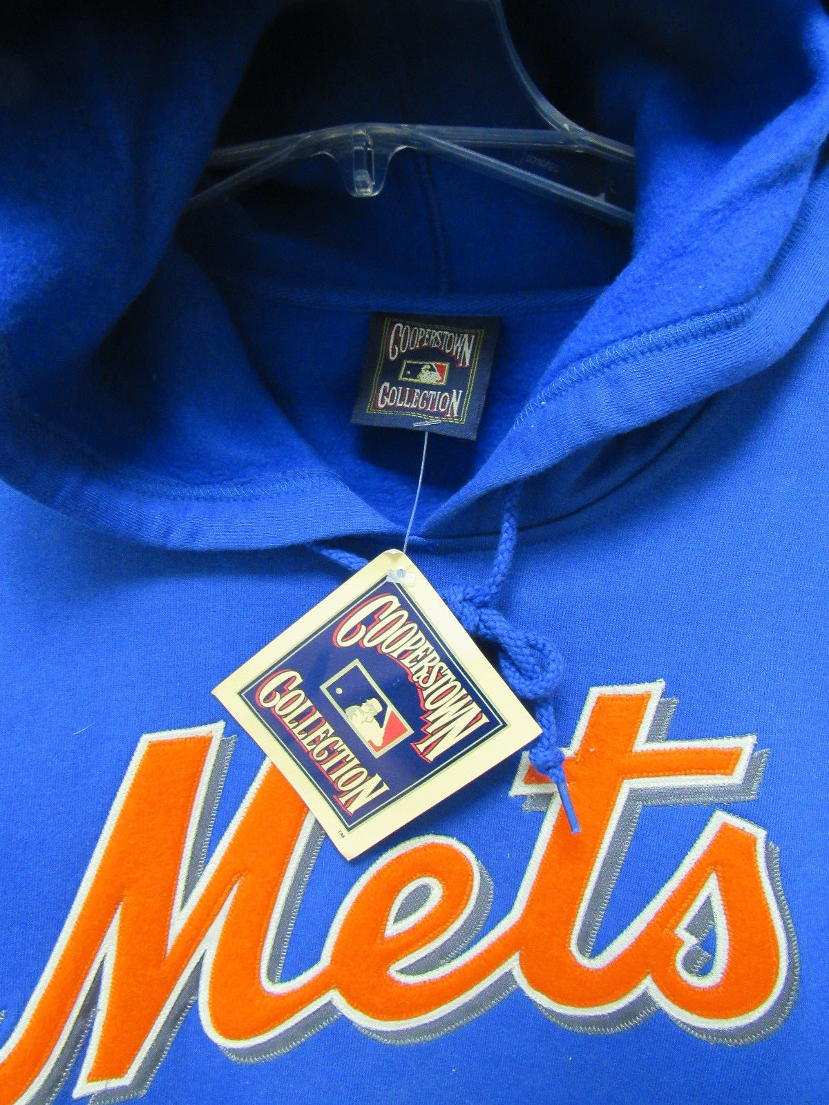 MLB New York Mets Hooded Pullover Blue Sweatshirt Applique Medium by