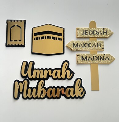 Cake Topper Gold ''Umrah Mubarak Full Set'' UK VERKÄUFER
