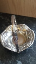 vintage metalowe naczynie na bon z uchwytem, bardzo ładne naczynie