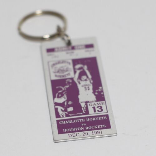 Vintage 1991 Charlotte Hornets Ticket Stub Pass Metal Keychain Hornets Rockets - Picture 4 of 5