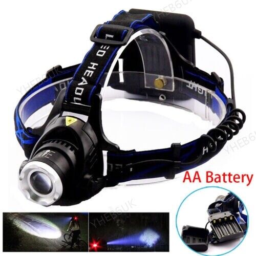 AA led zoom head frontal flashlight led Torch Lamp Headlamp bright headlight 9H - Bild 1 von 8