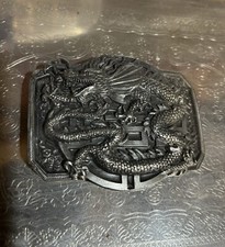 Siskiyou Vintage 1989 Chinese Dragon Serpent Pewter Belt Buckle Snake Signed