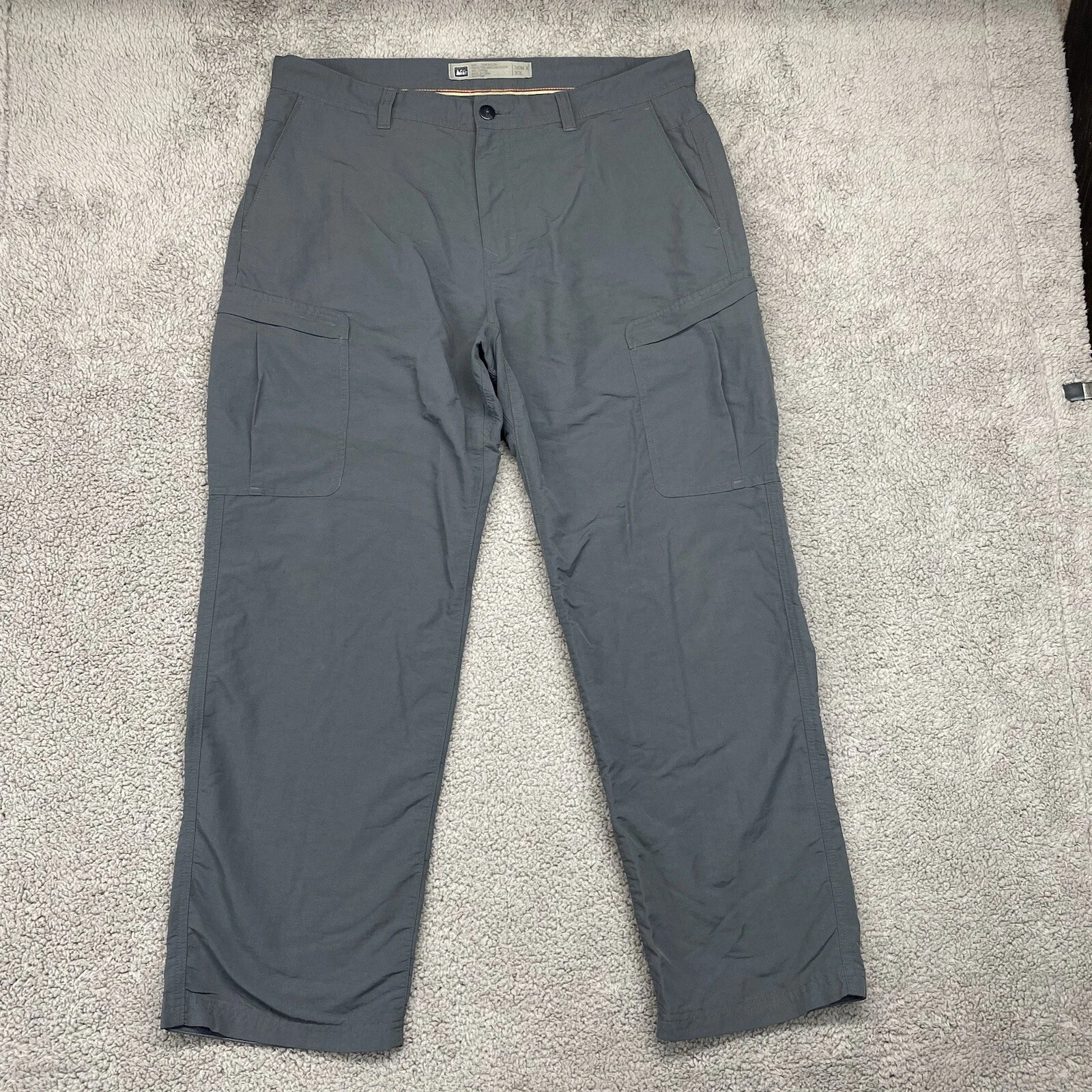 REI Cargo Pants Mens 36 Gray Outdoors Hiking Straight Leg Pockets 36x28
