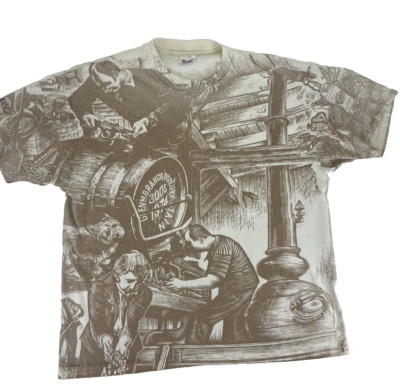 VINTAGE 1980s Glenmorangie Scottish Scotch Whiskey AOP Double Sided T- Shirt XL