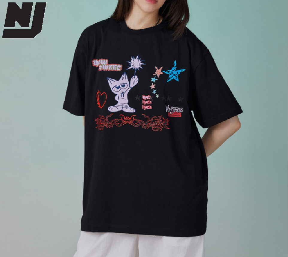 NewJeans T-Shirt How Sweet BLACK Cotton OFFICIAL + Track | eBay