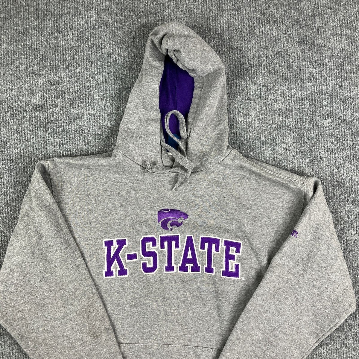 Old Varsity Brand Hoodie Mens L Gray K-state Kansas Pullover