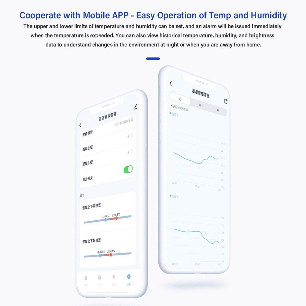 newSmart Thermometer Temperature WIFI Humidity Loggers Brightness Detector Probe
